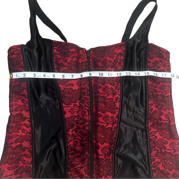 Red Black Lace Corset Bustier Top Gothic Lingerie Plus Size 4XL - Picture 2 of 10